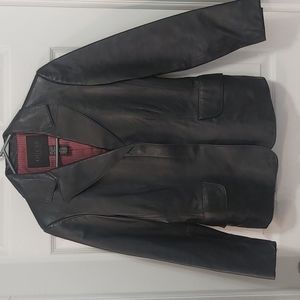 GUESS black leather blazer, size M